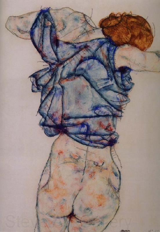 Egon Schiele kvinna under avkladning Spain oil painting art